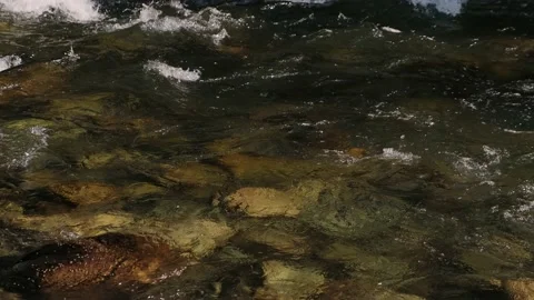 Crystal clear mountain river. Untouched nature. Relax, ecology concept. Fixed Video stock 136800103