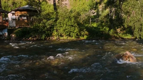 Crystal clear mountain river. Untouched nature. Relax, ecology concept. Fixed Stock Footage 167990785