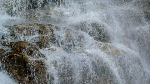 Crystal clear mountain waterfall slow motion Stock Footage 112386182