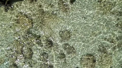 Crystal Clear River Water Rippling Over Stones with Sun Reflections Stock Footage 332452260