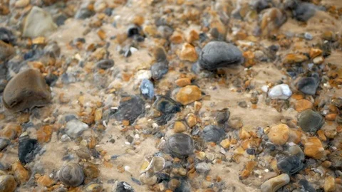 Crystal clear stream flows over the pebbles. Close up Stock Footage 108625156