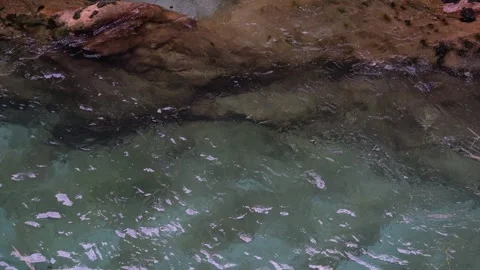 Crystal Clear Turquoise Mountain River Flowing Over Rocks in Slovenia Stockbeeldmateriaal 343730335