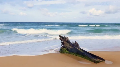 Crystal clear water and the sky are at Karon beach. Phuket, Thailand country. Stock-Footage 79192586
