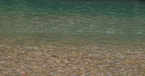 Crystal clear water flow though the pond lake Stock Footage 132706784