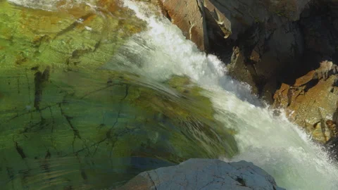 Crystal clear water flowing down in slow motion 60fps. Top view Stock Footage 285457122