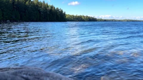 Crystal clear water of Long Pond in Maine Acadia National Park forest Stock Footage 328973471