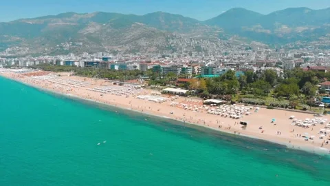 Crystal Clear Waters of Cleopatra Beach | Aerial Cinematic Stock Footage 130503945
