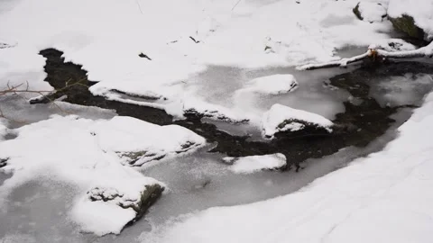 Crystal Clear Winter Stream in ice Stock Footage 296646305