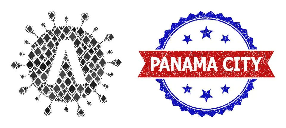Crystal Collage Lambda Coronavirus Strain Icon and Unclean Bicolor Panama City Stock Illustration