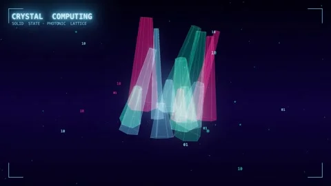 Crystal computing faceted prism cluster Stock-Footage 339991887