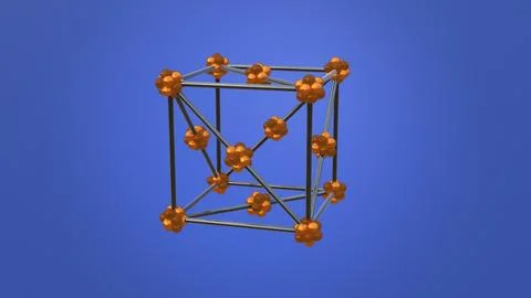 Crystal Copper Lattice Model 3D Illustration. Illustrazione stock