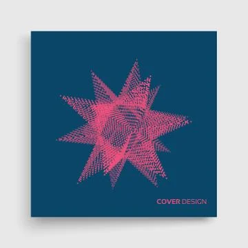 Crystal. Cover design template. 3d Object with dots. Molecular grid. Stock Illustration