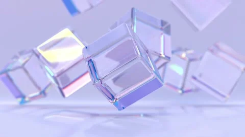 Crystal cubes or blocks on purple abstract geometry background, refraction Stock Footage 170294238