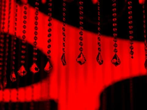 Crystal decor elements on an ominous dark red background. Abstract saturated Stock Photos