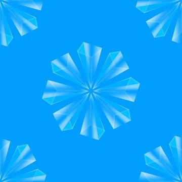 Crystal diamond seamless pattern on blue background. Glass prism backdrop. .. Stock Illustration
