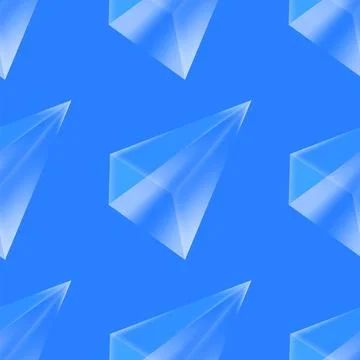 Crystal diamond seamless pattern on blue background. Glass prism backdrop. .. Illustrazione stock