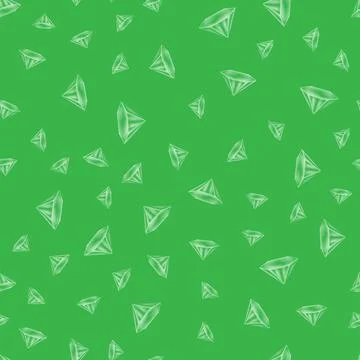 Crystal diamond seamless pattern on green background. Glass prism backdrop... Stock Illustration