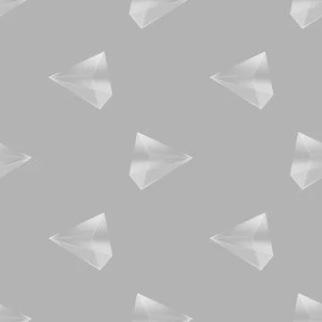 Crystal diamond seamless pattern on grey background. Glass prism backdrop. Mi Stock Illustration