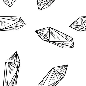 Crystal doodle seamless pattern. Cute cartoon media highlights graphic symbol Illustrazione stock