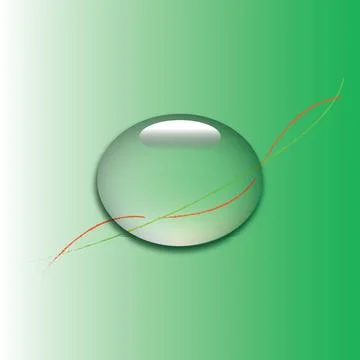 Crystal drop on a green background. Stock Illustration