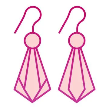 Crystal earrings flat icon. Gemstone earrings vector illustration isolated on Stock Illustration