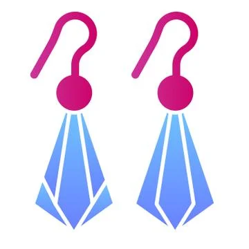 Crystal earrings flat icon. Gemstone earrings vector illustration isolated on Stock Illustration