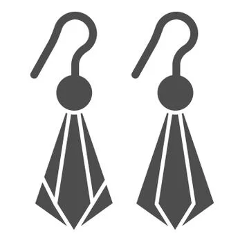 Crystal earrings solid icon. Gemstone earrings vector illustration isolated on Stock Illustration