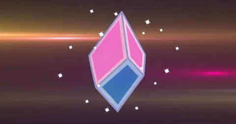 Crystal emerging, rotating showcasing colored facets, sparkles orbiting orange Stock-Footage 315748551