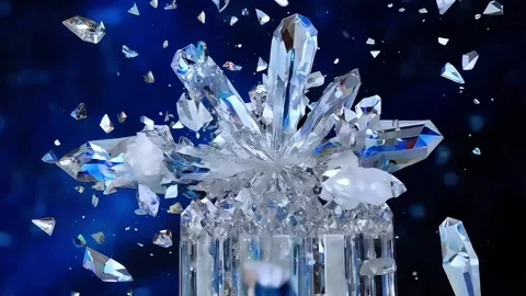 Crystal Explosion Animation - Shattering Ice Effect Video stock 287222480