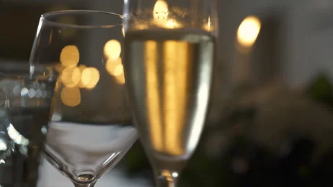 Crystal-Filled Glasses with Lighting Stock Footage 254366190