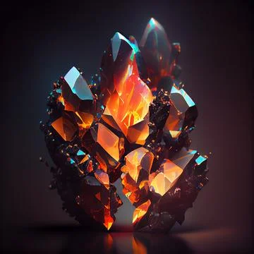 Crystal Fire opal gem isolated on black background. Stock Illustration