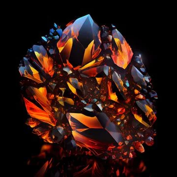 Crystal Fire opal gem isolated on black background. Stock Illustration
