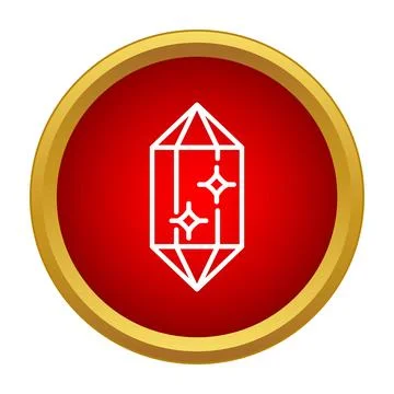 Crystal gem line icon inside red circle Stock Illustration