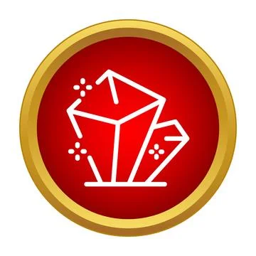 Crystal gemstone icon on a red gold button Illustrazione stock