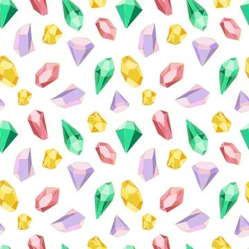 Crystal gemstone, quartz jewellery pattern. Fabric print, gem stones, golde.. Stock Illustration