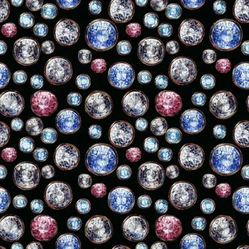 Crystal gemstone seamless pattern. Diamond adamant ruby sapphire stones gems Illustrazione stock