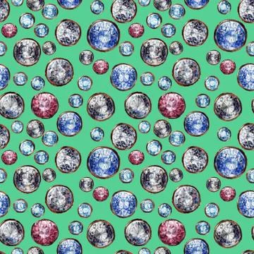 Crystal gemstone seamless pattern. Diamond adamant ruby sapphire stones gems 스톡 일러스트