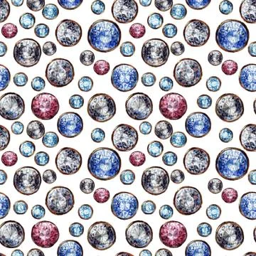 Crystal gemstone seamless pattern. Diamond adamant ruby sapphire stones gems Illustrazione stock