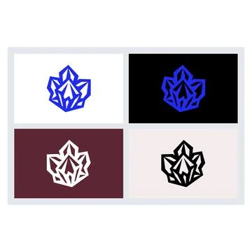 Crystal Gemstone Vector Logo Icon Set Stock Illustration