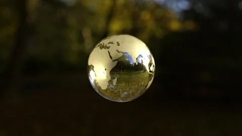 Crystal globe in a forest. Concept of environmental protection Stock Footage 261018236