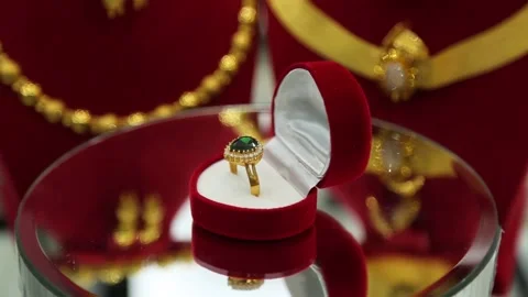 Crystal Green Ruby Ring Close Up Rotating Stock Footage 339707806