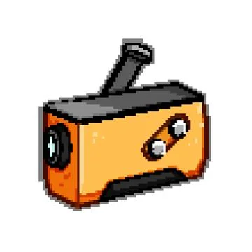 Crystal hand crank flashlight pixel art vector illustration Stock Illustration
