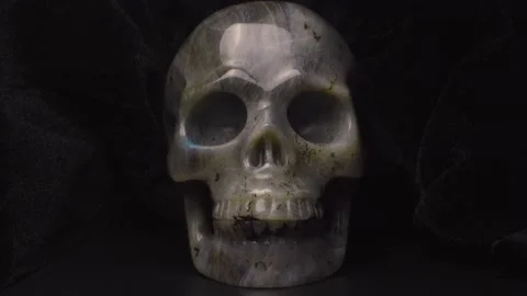 Crystal Human Skull Labradorite Stone Illuminated from Left to right, Medium Sho 스톡 동영상 139038963