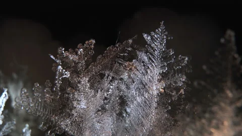 Crystal icicles, sharp ice floes, big frozen snowflake. Video stock 178980498