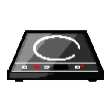 Crystal induction cooktop pixel art vector illustration Stock Illustration
