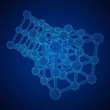 Crystal lattice molecule grid Stock Illustration