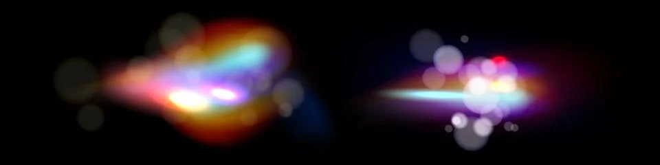 Crystal leak glare reflection effect. Optical rainbow lights, glare, leak, .. Stock Illustration