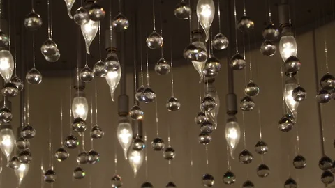 Crystal Light Hanging Chandelier Stock Footage 87760028