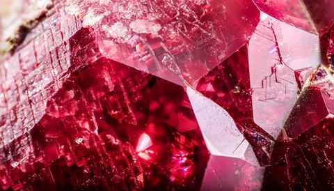 With crystal macro photo of ruby texturestructure 스톡 사진