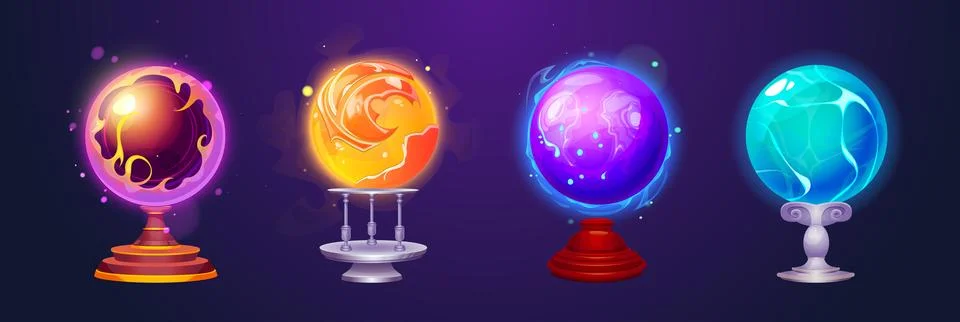 Crystal magic ball vector, glass orb sphere icon Stock Illustration
